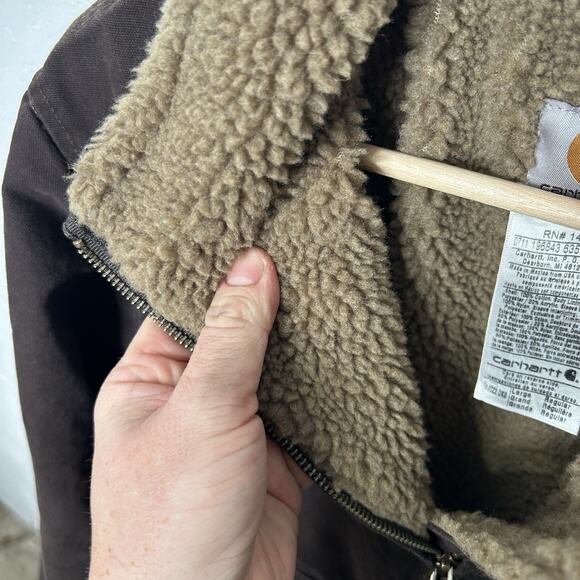 Vintage Carhartt Sherpa-Lined Jacket “Dark Brown” WJ022 DKB - Picture 9 of 10